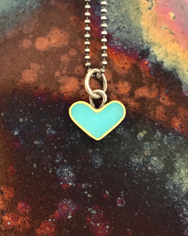 Turquoise heart with ball chain necklace 